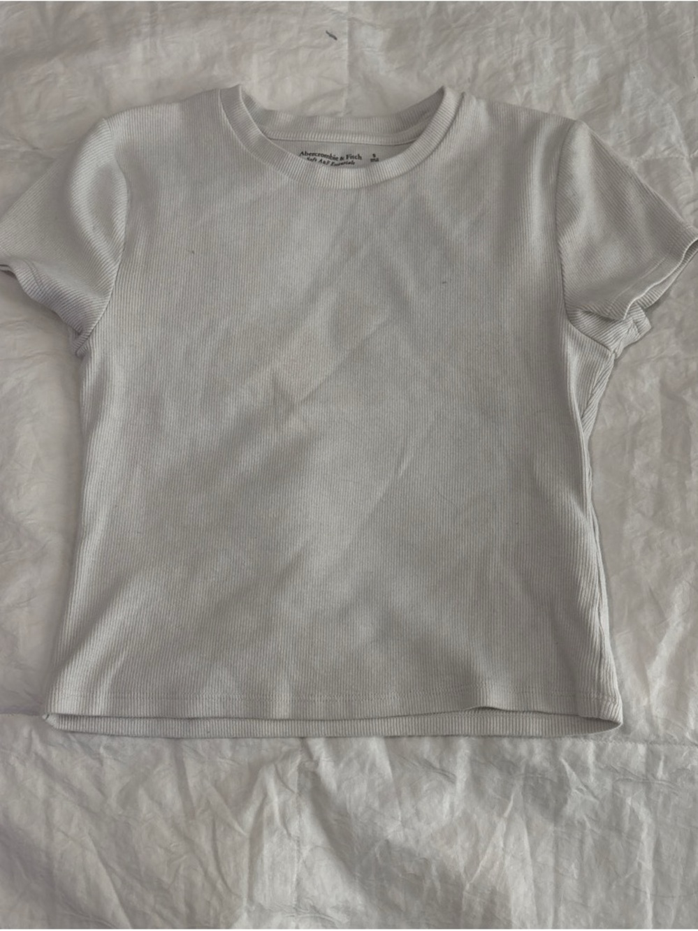 Abercrombie & Fitch White Ribbed Short Sleeve Tee